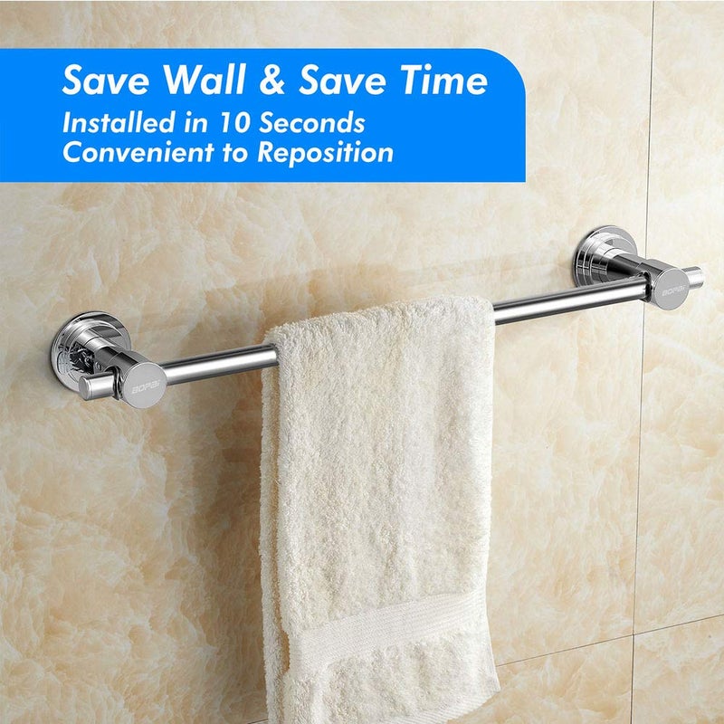 BOPai 24 inch Suction Cup Towel Bar â€“ No Drill, for Smooth Surfaces Only, Chrome - Image 3